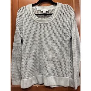 Coldwater Creek Open Knit Pullover Sweater Silver Gray Woman L 14